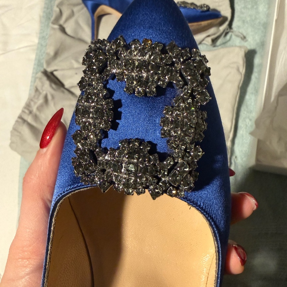 Manolo Blahnik Hangisi 70mm satin blue heels - sz 39.5 - Picture 12 of 13